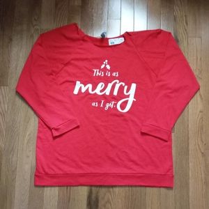 Thread Tank "This is as Merry as I Get" distressed red sweatshirt Size XL